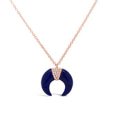 0.04ct Diamond and 1.95ct Lapis 14k Rose Gold Crescent Pendant